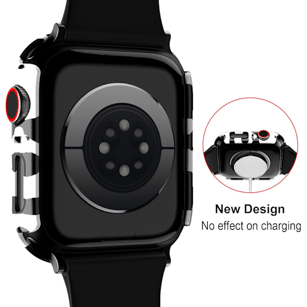 Kompatibel med Apple Watch Case 45mm Series 9 / Series 8 / Series 7 45mm, Ko-print Case med Hærdet Glas Skærmbeskytter, Boblefri Hårdt Cover