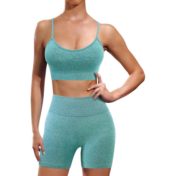 Womens Workout Sets 2 Piece Seamless Biker Short Set Højtaljede Shorts med