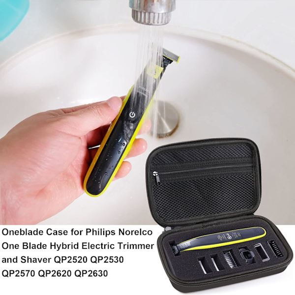 Oneblade-fodral kompatibelt med Philips Norelco OneBlade QP2520 QP2530 QP2570 QP2620 QP2630 Bärbar Elektrisk Rakapparat Resväska Rakapparatfodral (Svart)