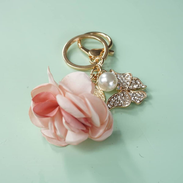 Blomma Nøglering Sød Sparkle Rhinestone Sommerfugl