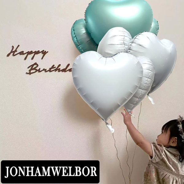 20 stk. 18 tommer hvide hjerteformede folieballoner dekorationer Valentinsdag fødselsdag bryllup babyshower fest (hvid) C2-hvid C2-hvid