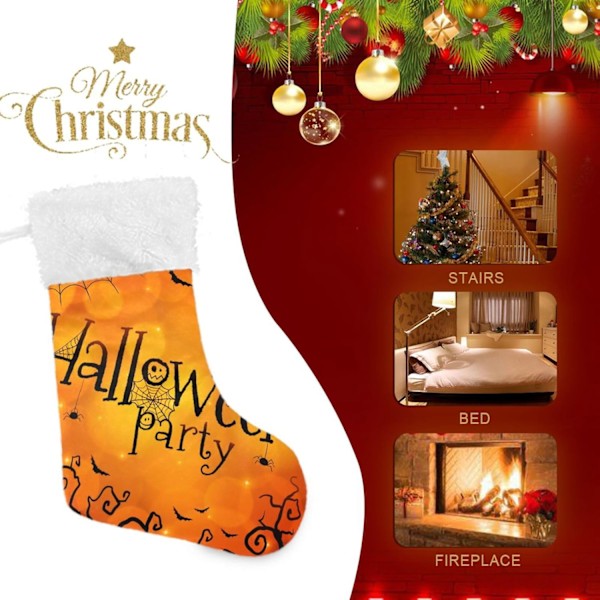 Julklapp, personliga julklappsstrumpor 2-pack Halloween Orange Pumpa Spindel 45,7 cm Julstrumpor Hängande Ornament Eldstad för Ba