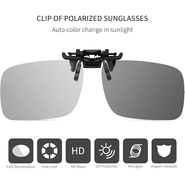Fotokromatiske klips på solbriller - HD Vision Polarized UV400 Anti Glare For Man Kvinnor, Flip up, Dag Natt Kjøring