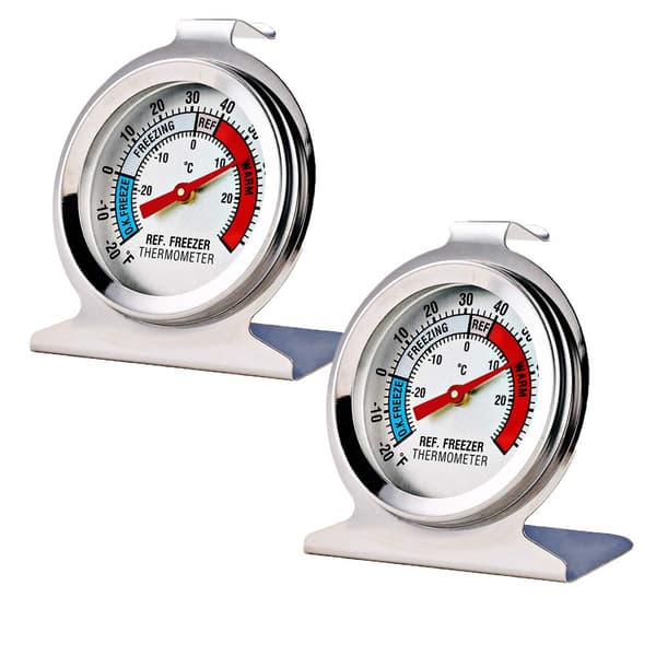 2-pack kylskåps- och frytermometer med stor analog urtavla