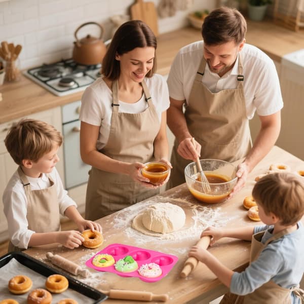 Silikone bageforme, bageplade, donuts, bageplade, 3 stk., 6 huller, non-stick belægning, tåler opvaskemaskine, til bageentusiaster,