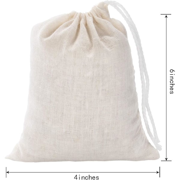 50 stk Musselinposer Bomull Snøretrekkposer Sachet Bag for Hjem