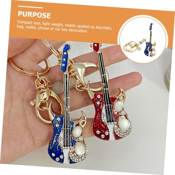 4 stk. Guitar nøglering nøgledekoration Guitar nøglering taske hængende dekoration Sjov nøglering nøglering pung hængende ornament nøglering instrument nøglering