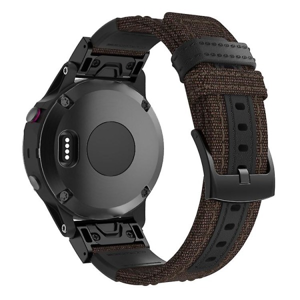 Lærred og læder urrem til Garmin Fenix5 Plus, håndledsremstørrelse: 150+110mm MKH Brown