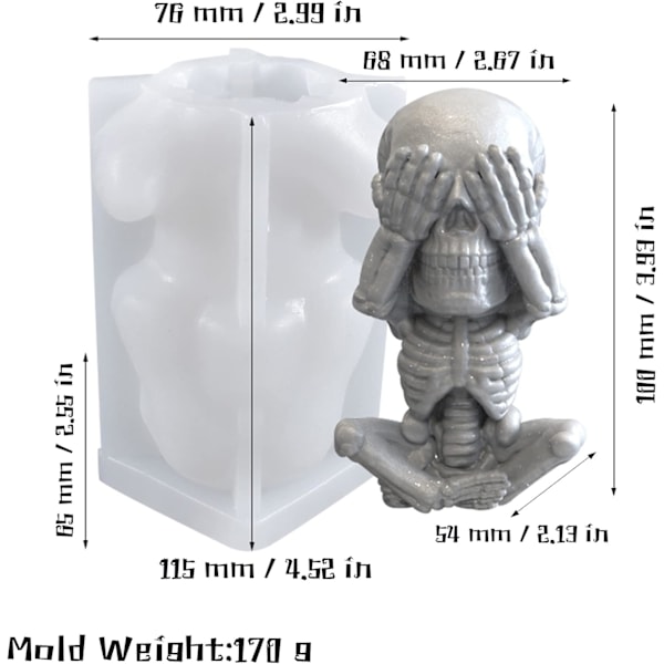 3D Kranie Lys Form Kolonne Silikoneform