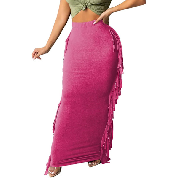 Kvinners elastiske midje slanke bodycon side dusker lang maxi blyantskjørt