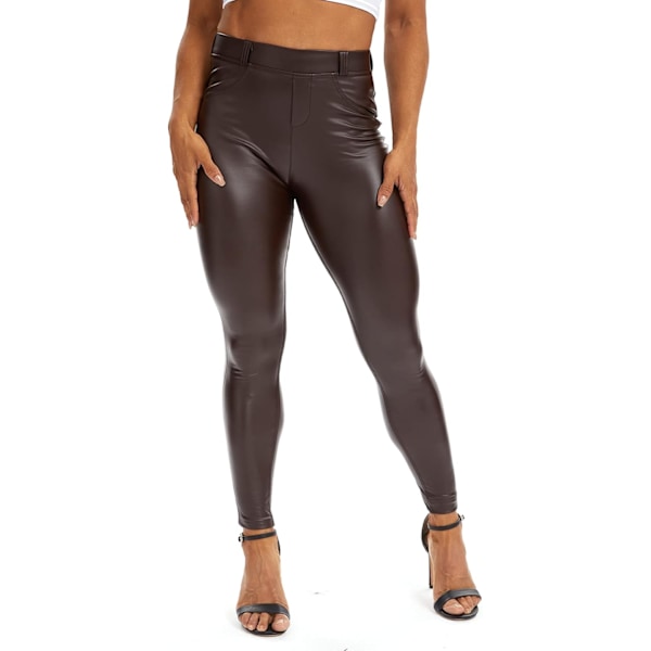 Kvinnors Leggings i konstläder Byxor PU Elastiskt formande höft