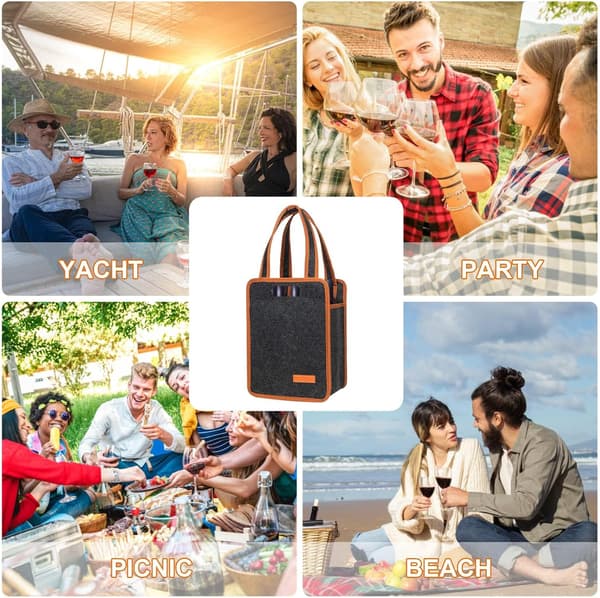 2-pack 6 Flaskor Vinväska, Isolerad Termisk Vadderad Vinbärväska, Återanvändbara Vinpåsar för Vinflaskor Resor, Camping och Picknick, Perfekt