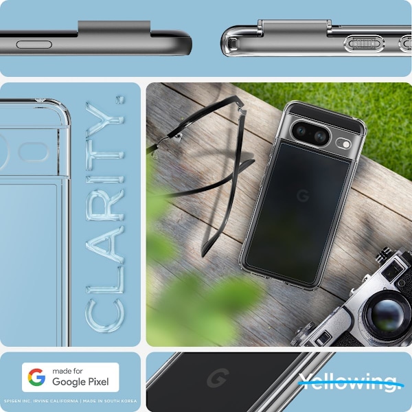 Ultra Hybrid Deksel Designet for Pixel 8 (2023) [Anti-Gulning], [Militærgrad Beskyttelse] - Krystallklar Krystallklar