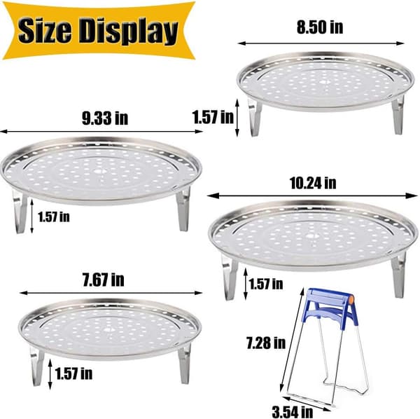 Rund dampstativ i rustfrit stål 7,6\" 8,5\" 9,33\" 10,23\" tommer diameter dampstativ stativ konservesstativ konservesstativ gryde dampbakke tryk