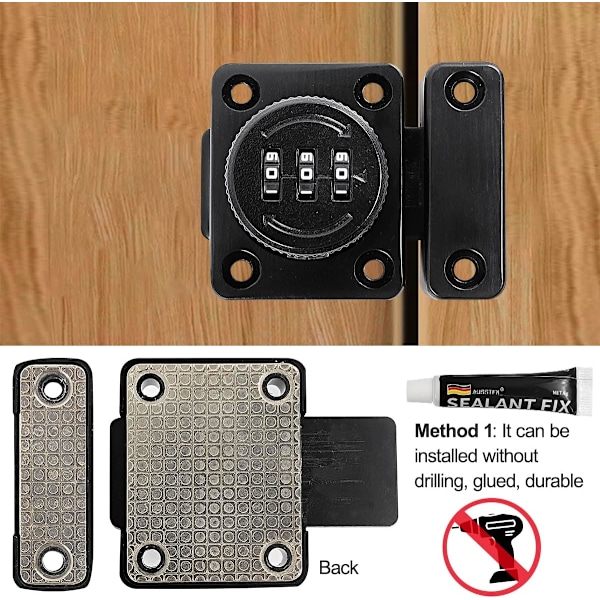 2PCS Mekanisk nyckellös skåpdörrlås, zinklegering lösenordslåda, envägs skåplås med kombination, kombinationslås, för