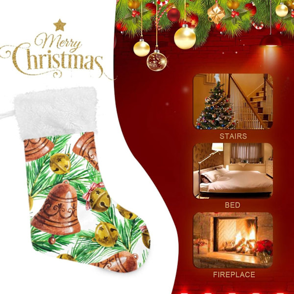 Julklapp, Personliga Julklappsstrumpor 2-pack Grön Julgran Klockor 45,7 cm Julstrumpor Hängande Ornament Eldstad för Träd