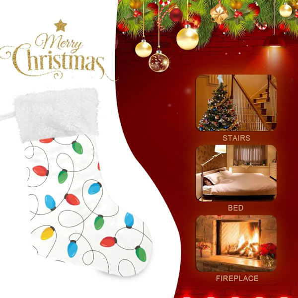 Julklapp, personliga julklappsstrumpor 2-pack Söt julregnbåge Glödlampa 45,7 cm Julstrumpor Hängande Ornament
