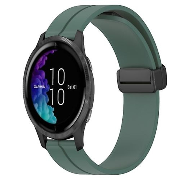 För Garmin Venu 20 mm Solid Color Magnetic Spänne Silikon Watch Band FEG Olive Green