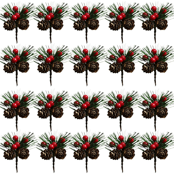 20PCS Artificial Pine Picks Christmas Simulation Pine Needle Small Berries