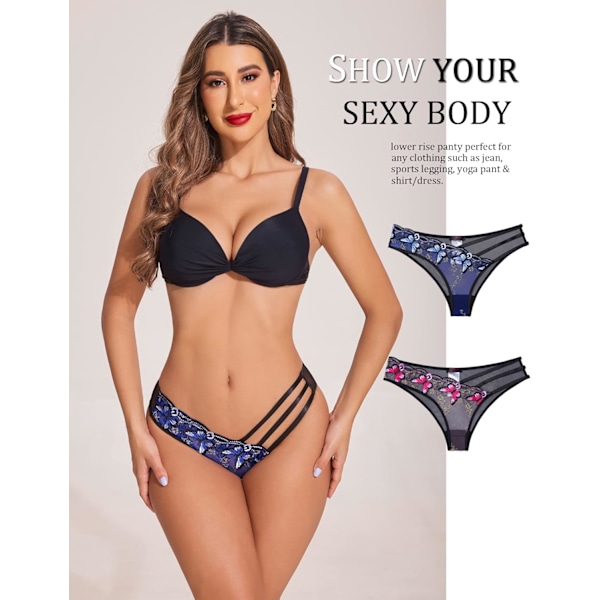 Sexy truser for kvinner Butterfly Broderte undertøy Mesh