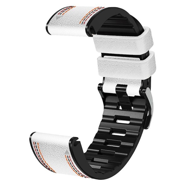 For Garmin Fenix 7x Tricolor Stitching Silikone Læder Rem SIV White
