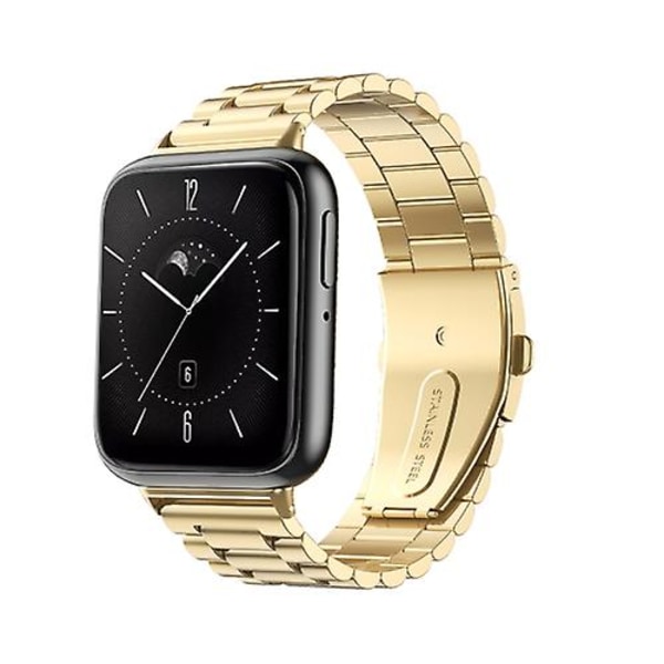 För Oppo Watch 3 Tre-pärls platt spänne rostfritt stål klockarmband EZX Gold