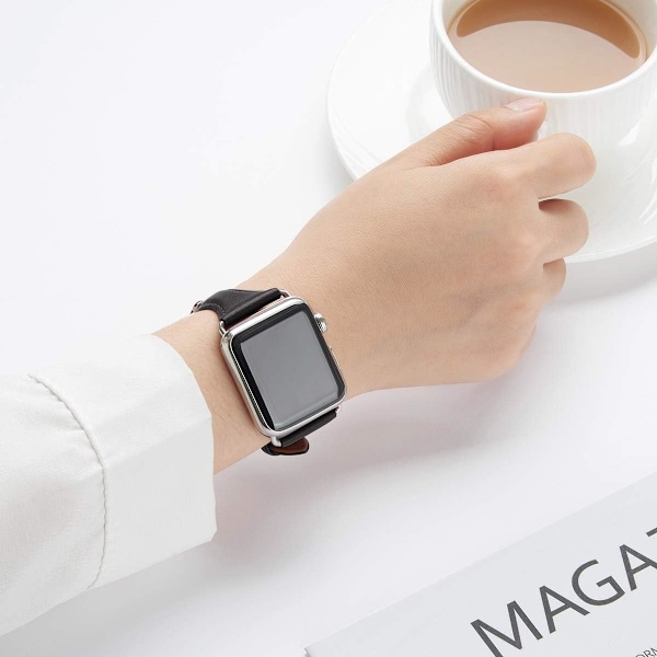 Läderband Kompatibelt med Apple Watch Band 38mm 40mm