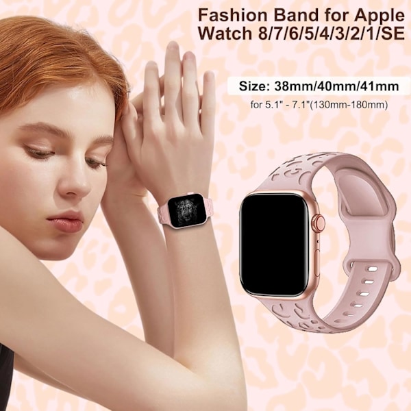 Leopardgraverat armband med berlocker för Apple Watch Band 38mm 40mm 41mm