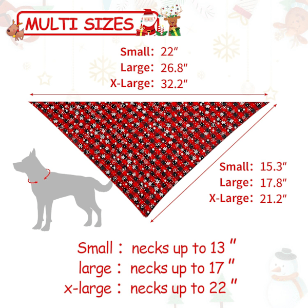2-pack hundbandana jul klassisk rutig snöflinga husdjursscarf triangelhaklappar