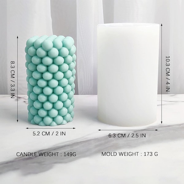 Cylinder Silikon Ljus Molds Pillar Cube Bubble Geometrisk