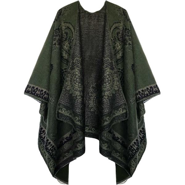 Fargeblokk Dame Sjal Wrap Stilig Åpen Front Poncho Cape