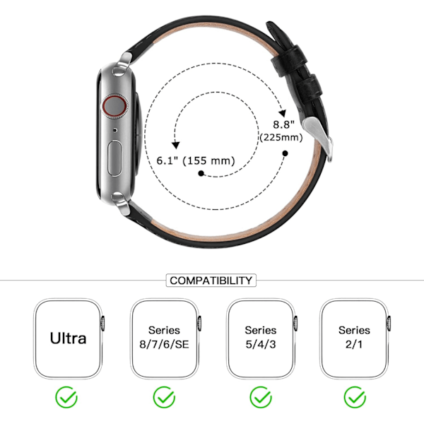 Ur i ægte læder kompatibel med Apple Watch 42mm 44mm 38mm