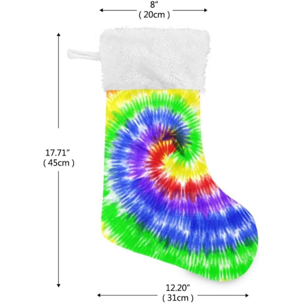 Jule-Strømpe, Personlige Jule-Strømper 2-pak Rainbow Tie Dye Swirl Pride 45,7 cm Jule-Strømper Hængende Ornament Pejs til Træ