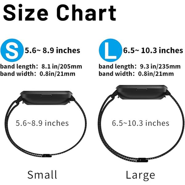 Metal Justerbar Udskiftningsarmbånd Magnetiske Remme Kompatibel Med Fitbit Versa/versa 2/versa Lite/se, Multi-farve Black Small