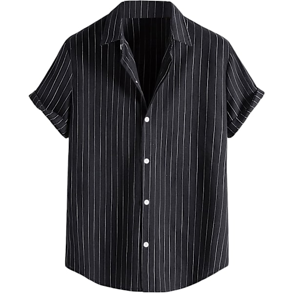 Herre Stripete Kort Ermet Skjorte Casual Button Down Topp