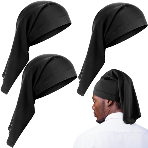 3 stk satengforet dreadlock-hette lang flettehette elastisk dreadlock