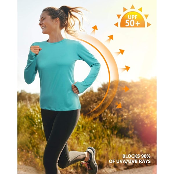 Kvinners UPF50+ Langærmet UV Solbeskyttelse Skjorter Hurtigtørkende Rash Guard Svøm