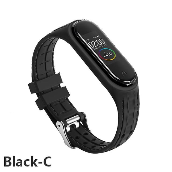 Silikonarmband för Xiaomi Mi Band 6 7 5 3 4 Tillbehör Sport Armband Ersättningsband Correa Armband Mi Band 7 6 Nfc Armband Black-C Mi band 5 6