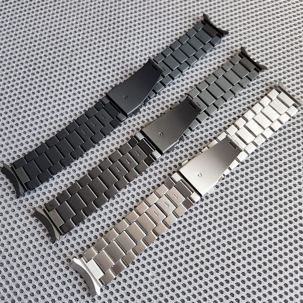 2024 Titaniumlegering Rem til Galaxy Watch 4 classic/4/5/5Pro/6/6classic Remme, Ingen huller Titaniumlegering Metal Rem Grå