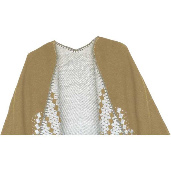 Färgblock Dam Schal Wrap Snygg Öppen Front Poncho Cape
