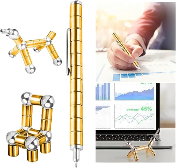 Magnetisk Stress Relief Penna - Rolig Present för Barn/Vänner (Guld)