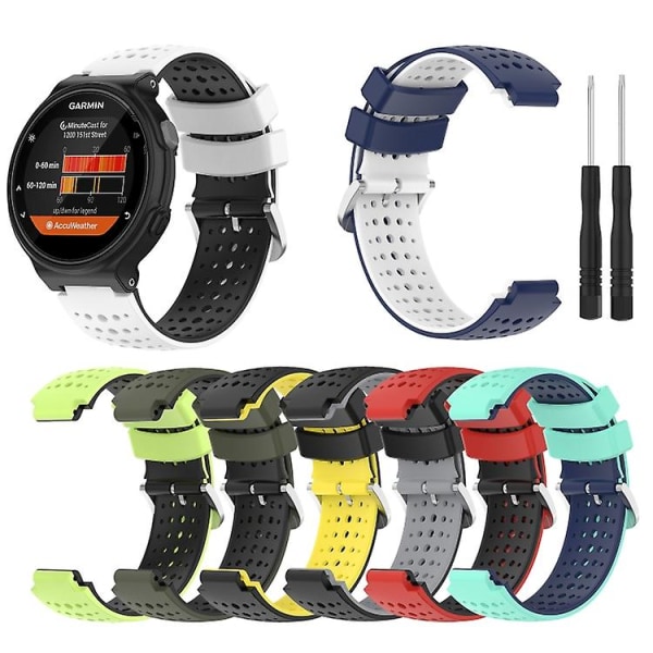 For Garmin Forerunner 235 Silikonesportsrem i to farver UYR Red-Black