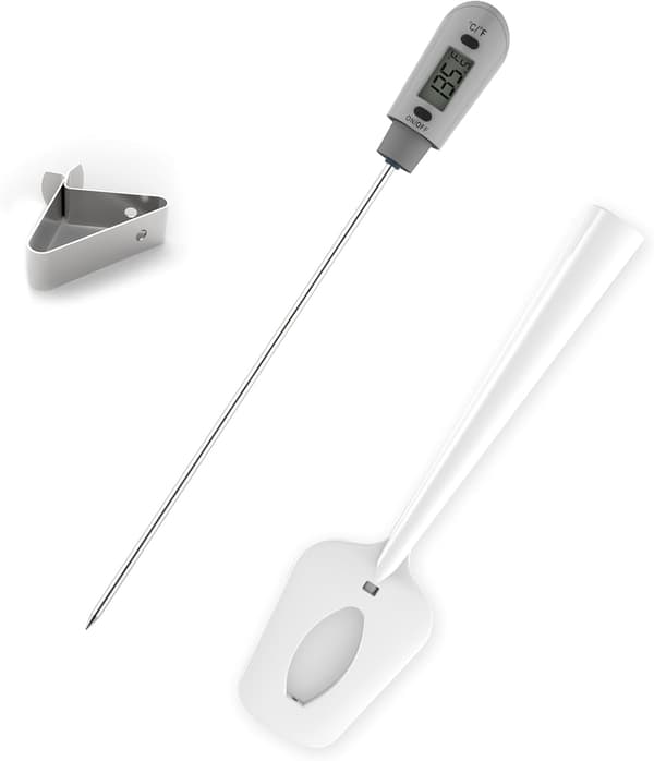 Godteritermometer-spatel med gryteklips Digitalt termometer-spatel for sjokolade, kremer, sauser, syltetøy og sirup, kjøttmatlaging