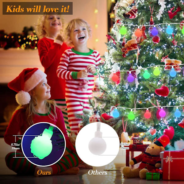 LED-slingljus 18ft 50 LED-lampor Batteridrivna slingljus med fjärrkontroll 8 lägen Vattentäta globformade stjärnformade ljusslingor för utomhus inomhus sovrum