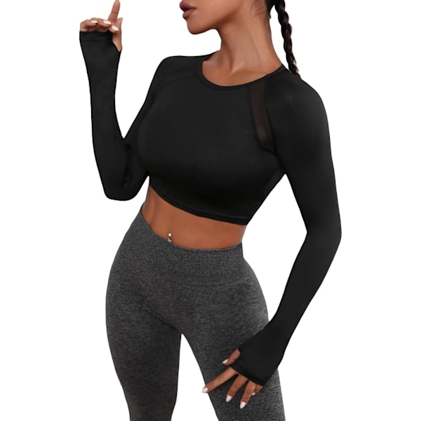Kvinners utskårne langarmede rundhalsade Crop Top Slim
