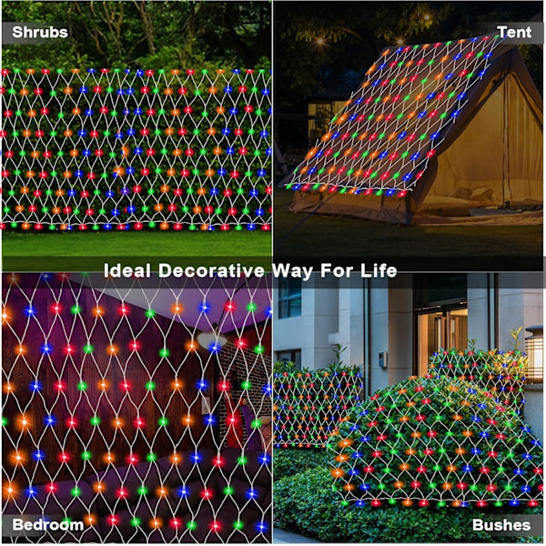 (Ny) Utomhus julbelysning, 12x5Ft stort nätljus, 360 LED Chrsitmas nätljus, 8 ljuslägen utomhus dekorationsljus för