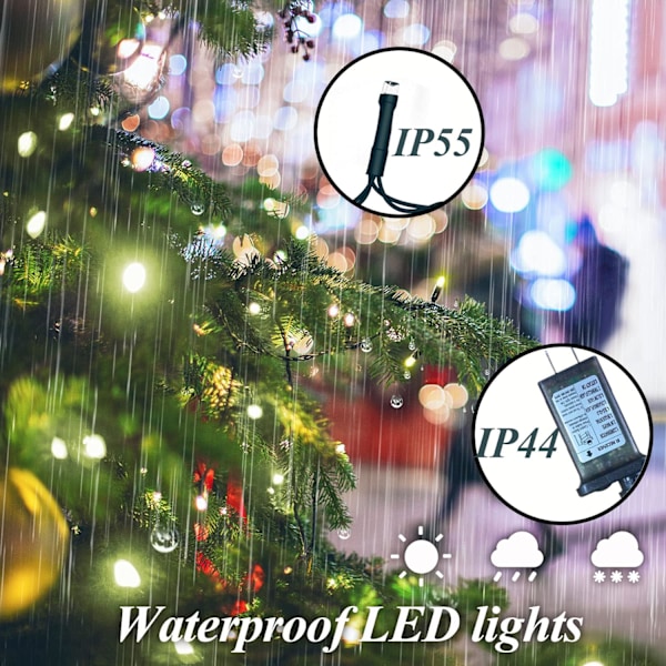 Julelys for tre, 400 LED julelys med minnefunksjon og 8 moduser, 6,6FT x 16 linjer fe lys med fjernkontroll