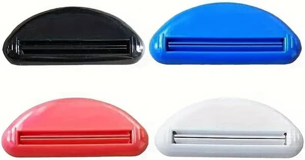 Tandkrämstubspressare, 5-pack, svart, blå, röd, vit (5, vit) vit