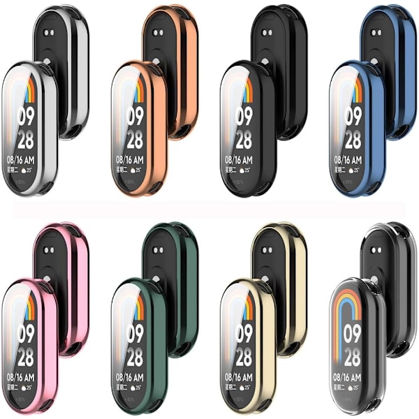 8-pack 8 färger Klockfodral Kompatibelt för XiaoMi Mi Band 9/9 NFC TPU Skärmskydd Skyddande Hölje Stötfångare. mix