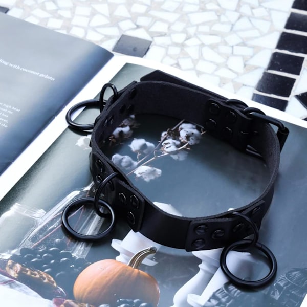 Svart Punk Choker Halsband PU Läder Gotisk Krage Hals Choker Spiker för Kvinnor